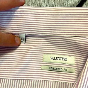 Valentino button down shirt.Tailored fit. Neck 17, size 43. Pink & white stripes